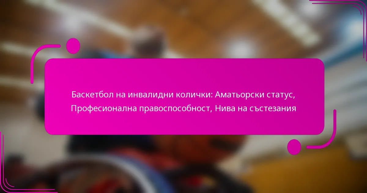 Баскетбол на инвалидни колички: Аматьорски статус, Професионална правоспособност, Нива на състезания