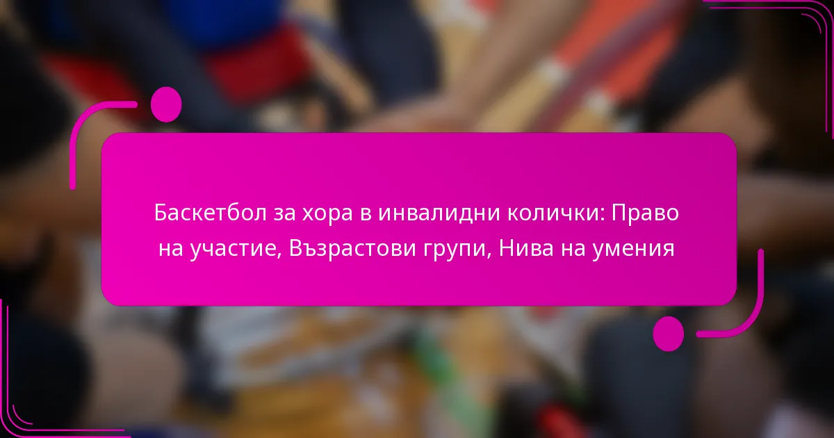 Баскетбол за хора в инвалидни колички: Право на участие, Възрастови групи, Нива на умения