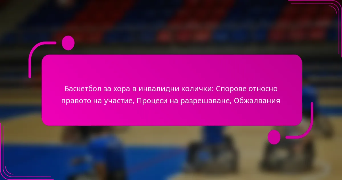 Баскетбол за хора в инвалидни колички: Спорове относно правото на участие, Процеси на разрешаване, Обжалвания