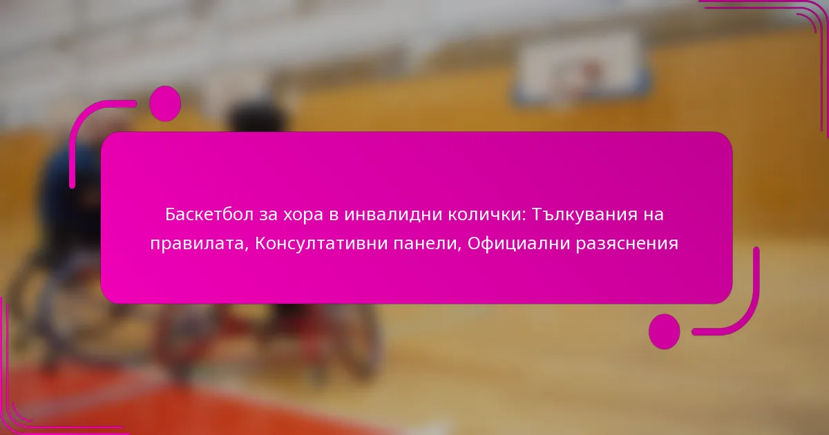 Баскетбол за хора в инвалидни колички: Тълкувания на правилата, Консултативни панели, Официални разяснения