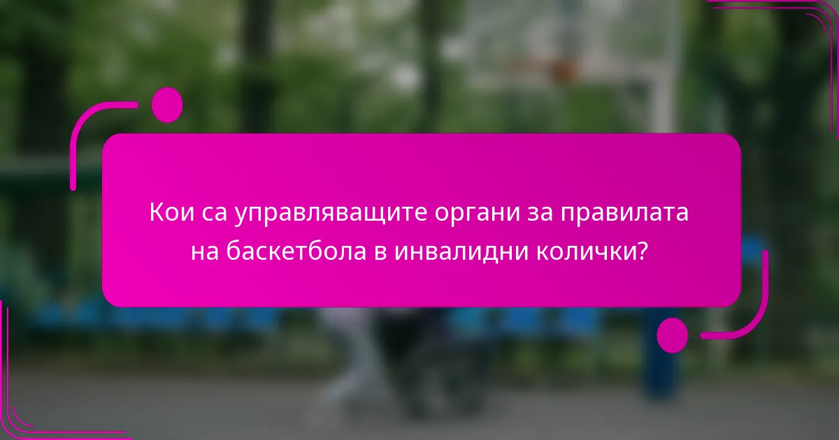 Кои са управляващите органи за правилата на баскетбола в инвалидни колички?